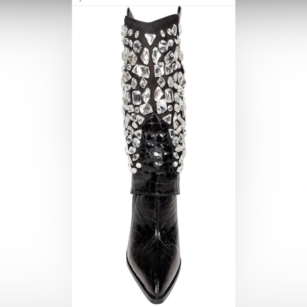 NEW Azalea Wang LeBlanc Stiletto Jeweled Western Bootie - Picture 3 of 10
